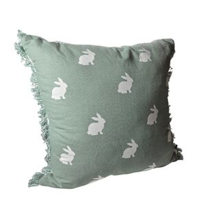Green And White Easter Rabbit Throw Pillow With Fringe
